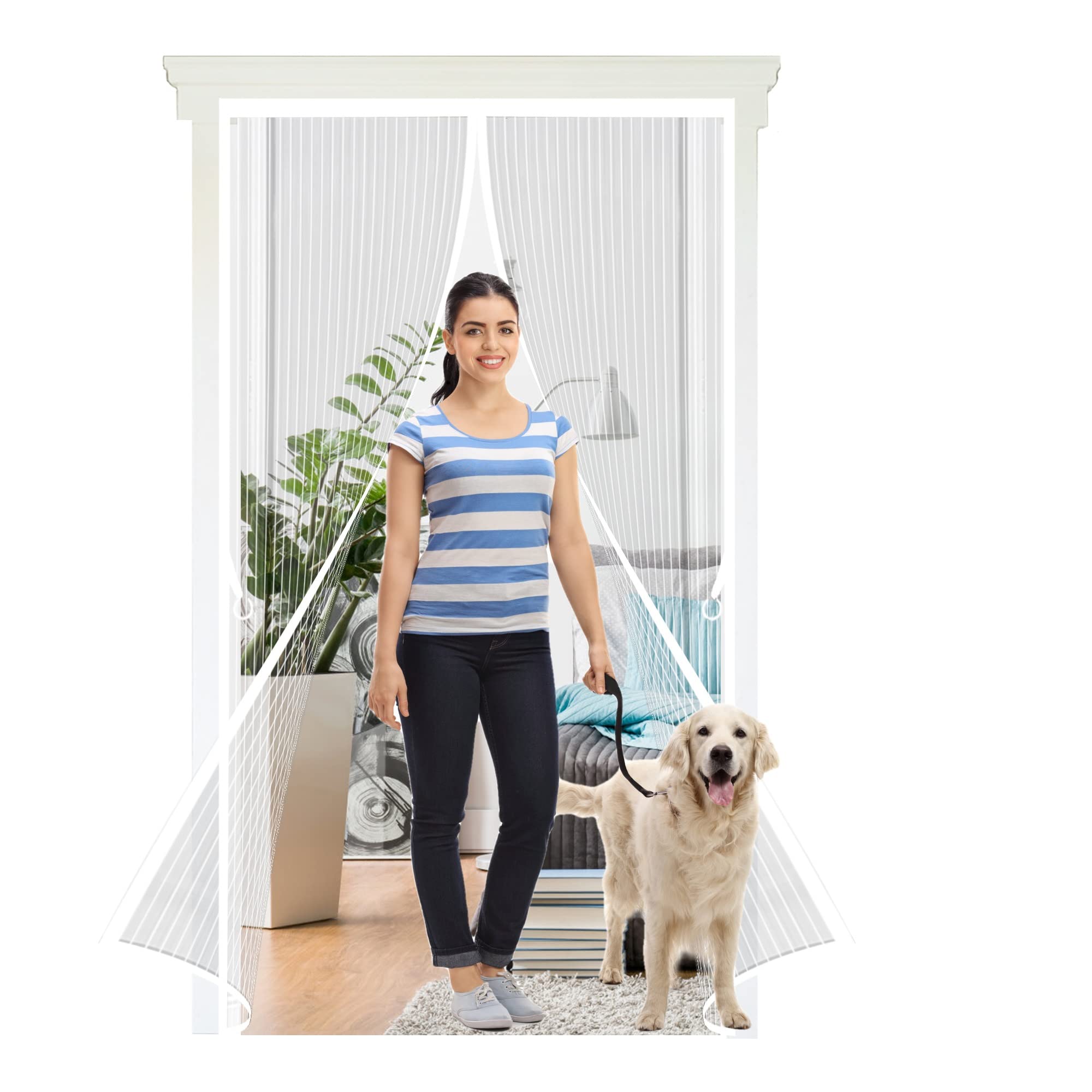Magnetic Mosquito Net for Doors 90 x 210 cm Magnetic Curtain Mosquito Net Door Easy to Install Ideal for Balcony Doors, Cellars, Terraces, White