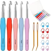 Mayboos 5 Sizes Crochet Hook Set, Large Crochet Hooks | Yarn Needle Kits Knitting Needles with Ergonomic Handles for Crocheters Beginners