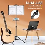 CAHAYA Sheet Music Stand Dual Use with Clamp-on Tray and Desktop Book Stand view 5
