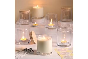 DARJEN 12 Pack Clear Candle Jars for Making Candles- 9 OZ Empty Glass Candle Making Jars with Making Kits, Candle Making Supplies Candle Containers for Home DIY & GIFS