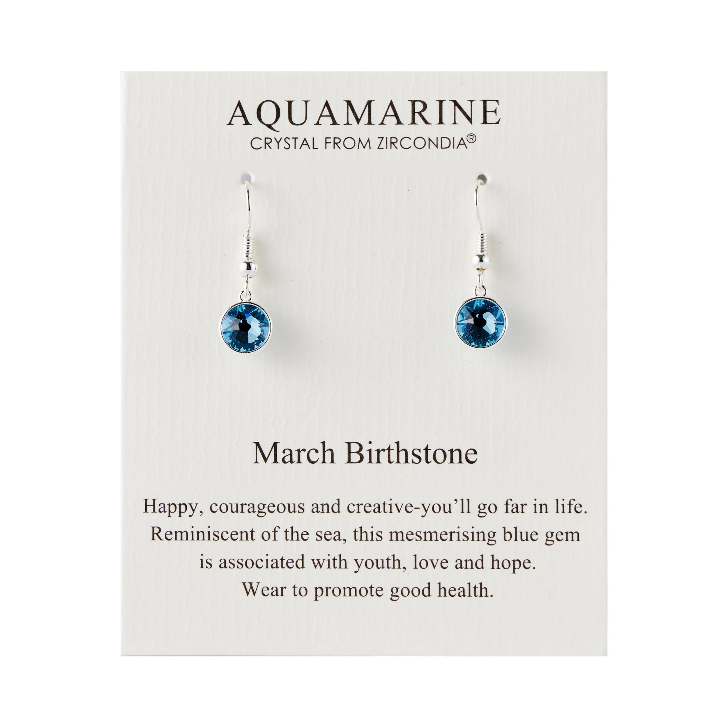 Philip Jones March Birthstone Drop Earrings Created with Aquamarine Zircondia® Crystals