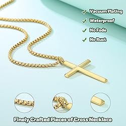 REVEMCN 14K Gold Filled Polished Beveled Cross