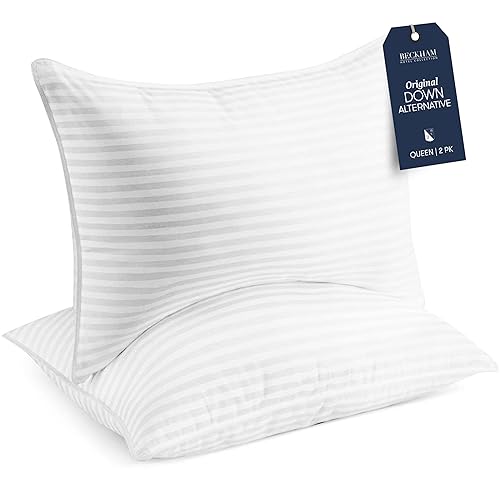 Beckham Hotel Collection Bed Pillows Standard/Queen Size Set of 2 - Original Soft Down Alternative Pillow for Sleeping - Soft Support for Back, Stomach or Side Sleepers