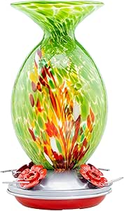 Amazon.com : Muse Garden Hummingbird Feeder for Outdoors, Hand Blown ...
