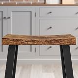 VASAGLE Bar Stools Set of 2 Saddled Seat 60 cm Rustic Brown Black LBC074B01 view 8