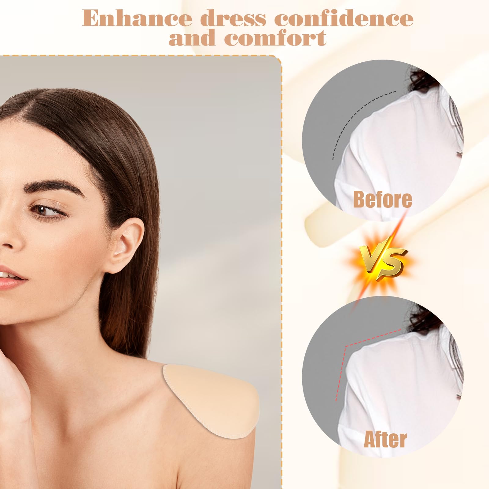 3 Pairs Shoulder Pads, 1.5cm Thickness Set-In Shoulder Pads, Foam Shoulder Pad for Women Clothing Sewing Supply Breathable Thick Sponge Shoulder Enhancer Foam Pads for Sloping High Low Shoulder Suit M