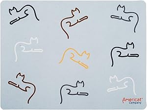 Americat Company Cat Feeding Mat for Food and Water Bowls - Machine Washable, Waterproof, Eco-Friendly, No-Slip, Made in USA Cat Placemat