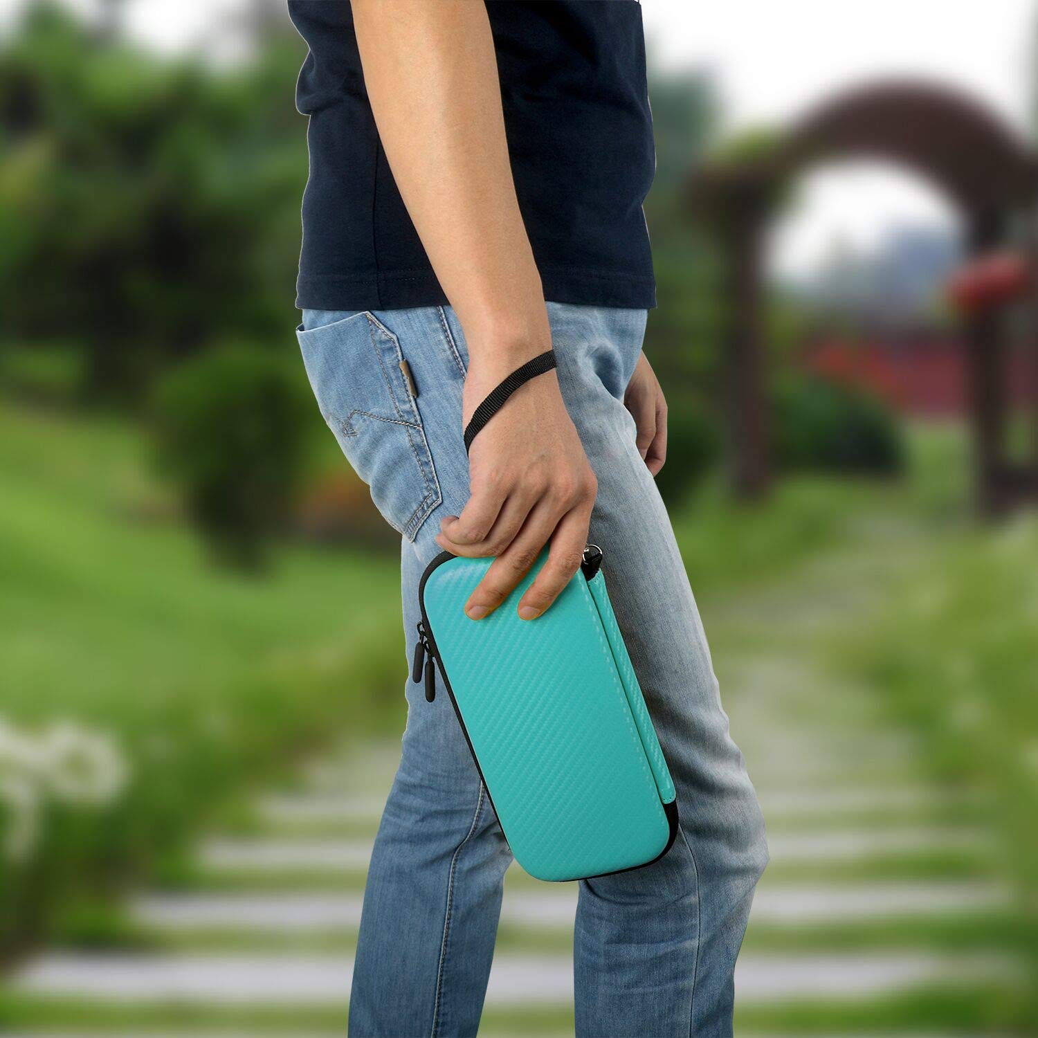 YCCSKY Carrying Case for Nintendo Switch Lite, [Portable Version] Ultra-Thin Travel Carry Case with 10 Card Slot and 1 Screen Protector Included (Turquoise Blue)