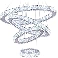 LED Chandeliers, Modern Crystal Chandelier Dining Room Living Room LED Ceiling Pendant Light 4 Rings Adjustable Stainless Steel Contemporary Chandeliers (4r Cool White)