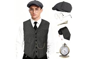 EFORLED Halloween 1920s Mens Costume Accessories Set,Great Gatsby Clothing,Roaring 20s Pocket Watch,Mafia Mobster Hat