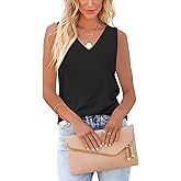 AISEW Womens Sleeveless V Neck Tank Tops Summer Camisole Blouses Casual Basic Tank Shirt