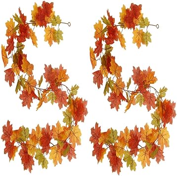 2 Stück künstliche Herbst Ahorn Blätter Girlande Herbst hängende