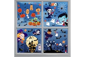 HONGSOME Halloween Window Clings Decorations,9 Sheets Reusable Static Cute Decals Stickers for Home Office Glass Window Door Wall Holiday Party Indoor Outdoor Decor