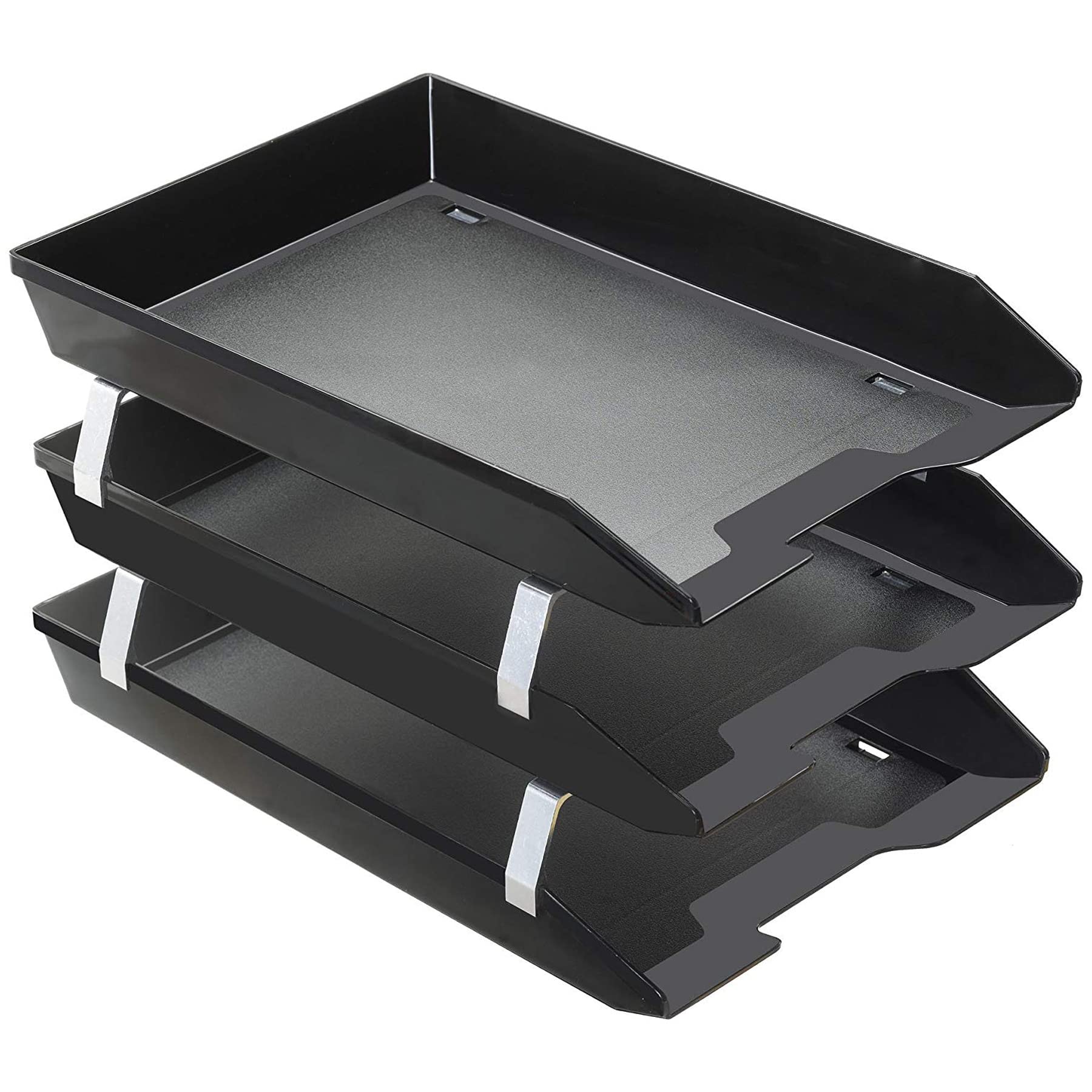 Acrimet Facility 3 Tier Letter Tray, Front Load, Letter Size/A4, Desktop File Organizer, Plastic (Black Color)