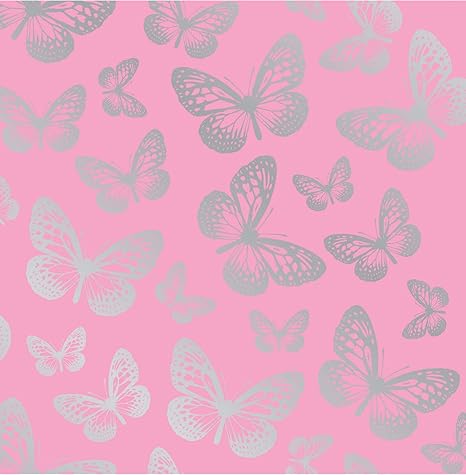 Fun4Walls Effect Butterflies Wallpaper, Metallic Silver: Amazon.co.uk