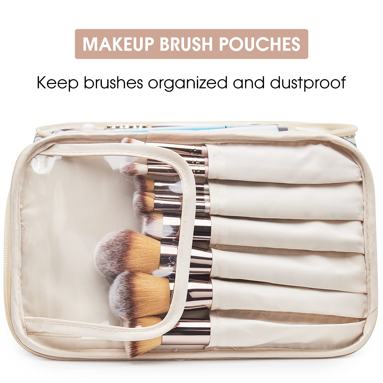 Travel Makeup Bag Large Cosmetic Bag Make up Case Organizer for Women and Girls (Large, Blue Leaf) : Beauty