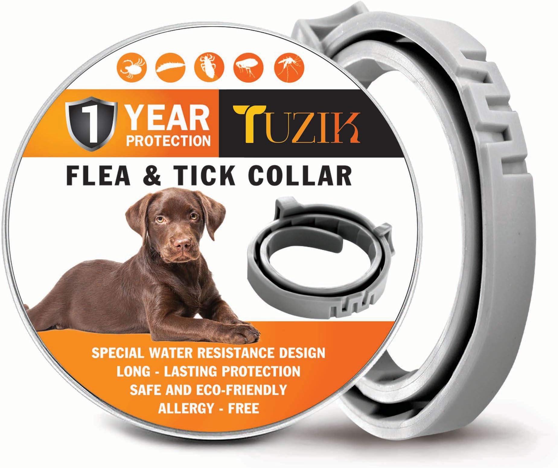 TUZIK Flea Collar for Dogs – 12 Months Flea and Tick Prevention [2020 Upgrade Version] – Dog Flea and Tick Treatment – Stable, Durable and Waterproof Flea and Tick Collar