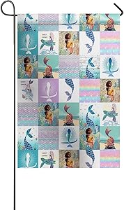 Chees D Zone Cartoon Mermaid Turtle and Seashell Holiday Garden Flags for Outdoor Yard Porch, Weather Resistant Welcome House Flag Seasonal Home Decoration Fairytale Underwater World