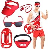 Kyson 5 Pieces Halloween Guard Costume Accessories Set-Red Guard Sun Visor,Fanny Pack,Red Sunglasses,Inflatable Float,Whistle