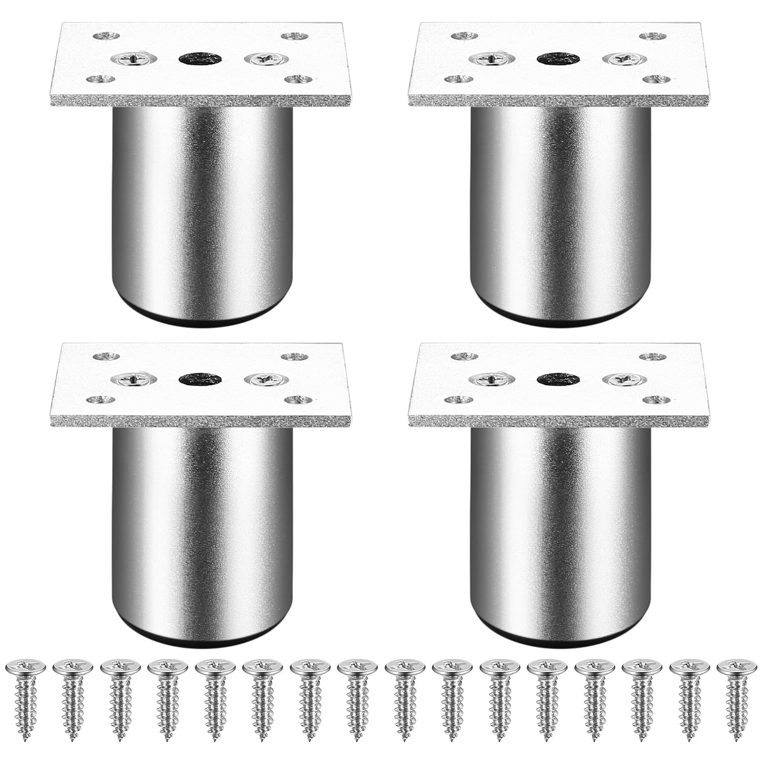 Zhujiehigh 4 Pcs Furniture Legs, Adjustable Cabinet Legs, 2 Inch Furniture Feet for Furniture, Round Metal Table Legs Feet for Chair Desk Bed Sofa Legs, Kitchen Cabinet Foot Legs Feet, silvery/50mm