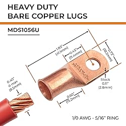 SELTERM 10pcs 1/0 AWG - 5/16" Stud - Battery