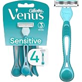 Gillette Venus Simply 3 Sensitive Women's Disposable Razors, Pack of 1 with 4 razors