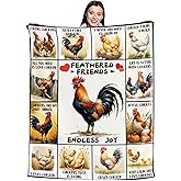 Jeyfull Chicken Blanket 50x60 Cozy Flannel Animal Print Throw Blanket for Thanksgiving Christmas Rustic Warm Lightweight Couch Sofa Bed Throw for Kids Women Men