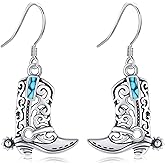 AXOMY Cowgirl Earrings S925 Sterling Silver Western Earrings for Women Turquoise Boots Earrings Country Jewelry Gifts for Cowgirl Cowboy