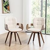 Mid Century Modern Swivel Dining Chairs with Arms, Conference Table Chairs | Walnut Bentwood Frame, Low Maintenance, PU Leather Seat, Versatile for Living Room, Reception, Conference Room, Kitchen, Desk