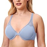DELIMIRA Women's Front Closure Racerback Bras Plus Size Full Coverage Supportive Underwire Plunge Unlined Bra