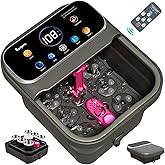 Ranjova Foot Spa Electric Rotary Massage, with Touchscreen Pro Color Display, Collapsible Foot Bath with Heat, Bubble,Remote Control, Temp Control, and 24 Motorized Shiatsu Massage Balls (Dark Grey)