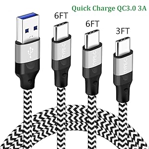 USB C Charging Cable Charger Cord for Moto G7 Play Power Z3,LG Stylo 5 V35 V40 Thinq,V30 V20 V30S Plus,Motorola Z2 Z Force Droid Edition,USB 3.0 Type C Fast/Quick Charge Power Data Phone Wire 3/6/6-FT