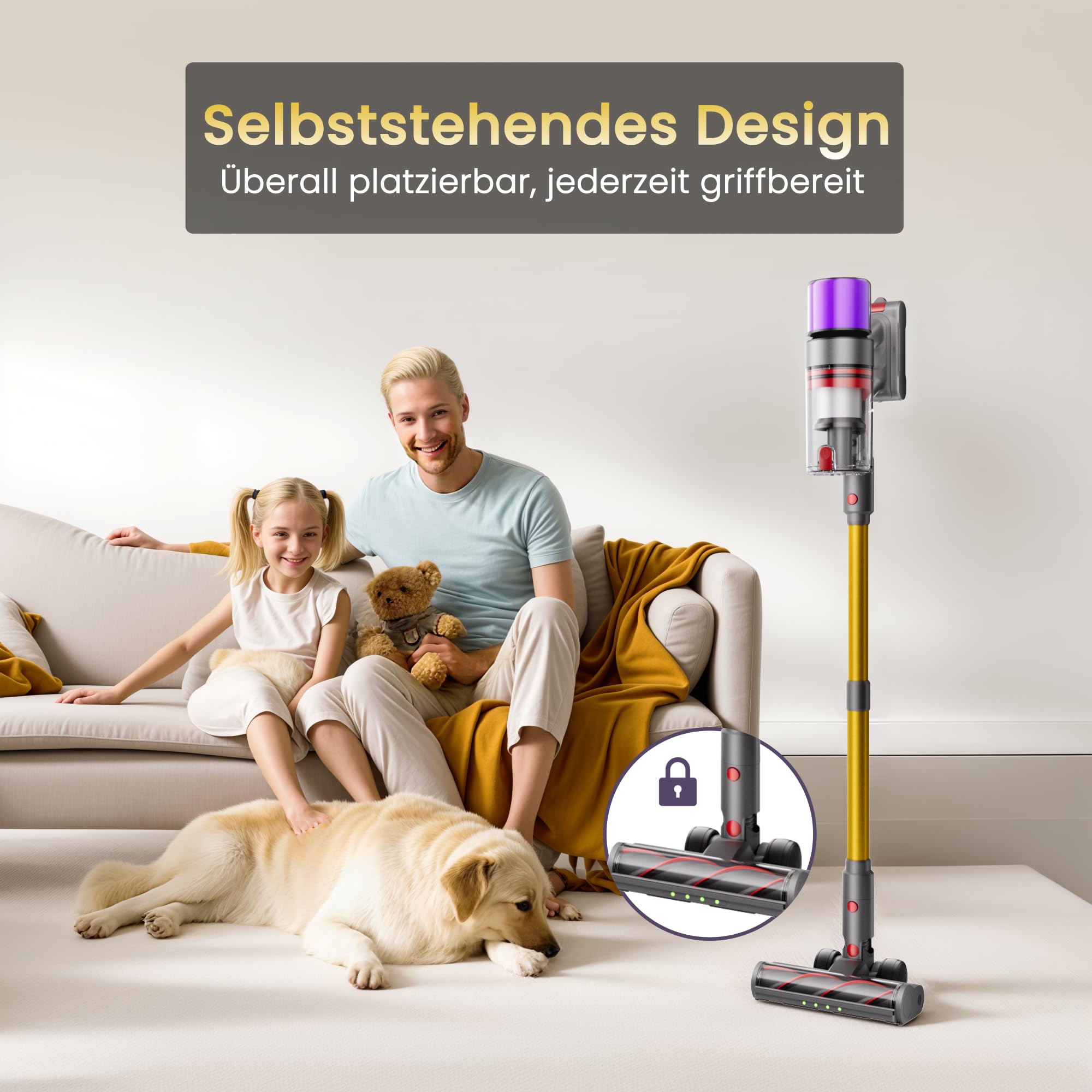 ISWEEPR X7 Akku Staubsauger 55Kpa/600W/80Min, Staubsauger Kabellos mit LED Display, Akkustaubsauger Selbstladender, Anti-Tangle-Bürste, Automatikmodus für Teppich Tierhaare Hartböden 7