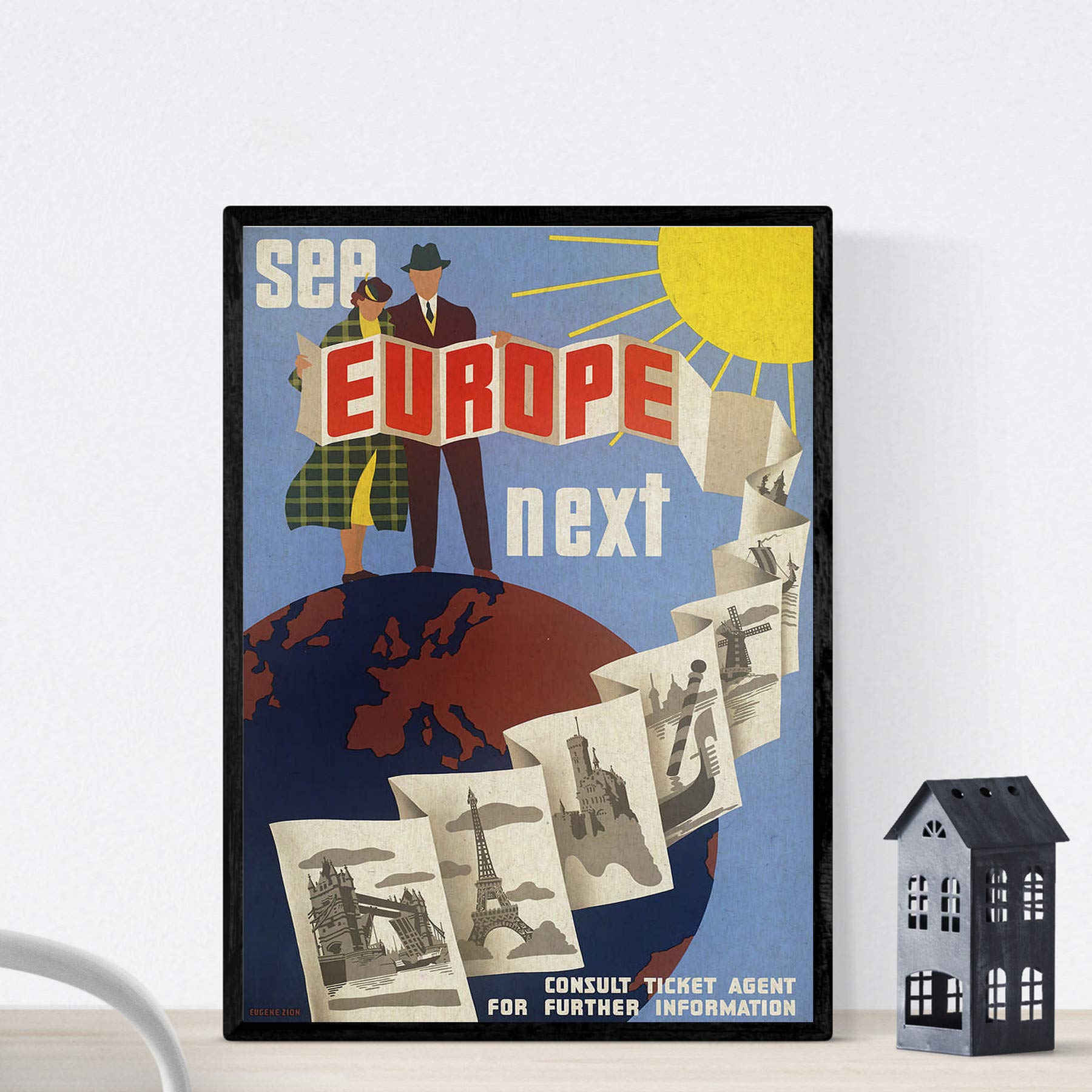 Nacnic Vintage Poster Vintage Poster Europe. Visit Europe. A3 size