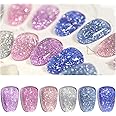 GAOY Jelly Glitter Gel Nail Polish Set of 6 Colors Including Pink Green Blue for Nail Art DIY Manicure and Pedicure at Home