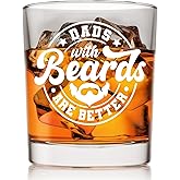 Voatok Dad Whiskey Glasses 10 oz, Funny Dad Gifts for Father's Day from Kids, Dads with Beards Are Better Old Fashioned Rocks Glasses for Men Drinking Scotch Bourbon Cocktail Liquor Vodka