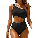 Women's One Piece Swimsuit- One Shoulder Bathing Suit Cutout Tummy Control Swimwear