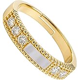 ELARLACE Gold-Plated Open Ring with Multi-Layered Baguette & Round Cubic Zirconia