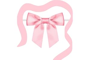 RAINBOW PANA RainbowPana 60 Pack 3.5" Twist Tie Bows and 10ft Ribbon, Luxury Pink Satin Ribbon Pretied Bows, Premade Craft Decoration for Package Cake Pop Favors Cookie, Gift Wrapping Baby Shower Wedding