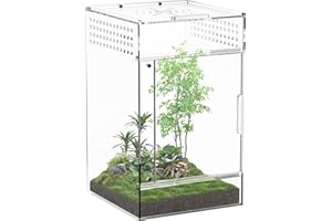 BVOPLME Jumping Spider Enclosure, One-Piece Fully Transparent Acrylic Reptile Enclosure, 3x3x6 inch Terrarium for Tree Frogs, Tarantulas, Mantises, Jumping Spiders