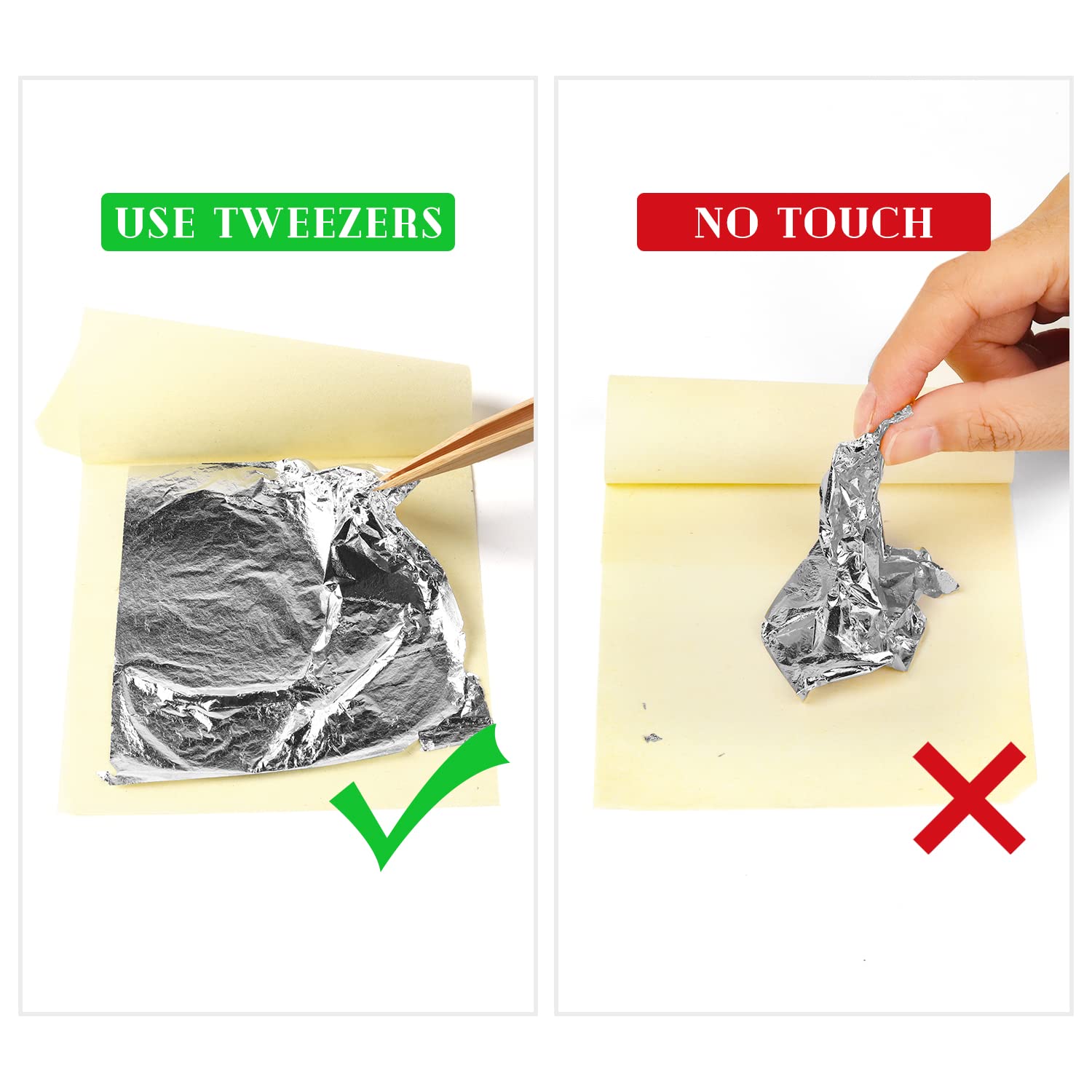 10 Pcs 4.33 X 4.33 Inch Edible Silver Leaf Sheets for Cooking, Dessert, Chocolate, Macaroon, Cake Decoration, Coffee, Cocktail