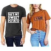 She's My Sweet Potato I Yam T Shirt for Thanksgiving Matching Couples Shirt Thanksgiving Husband and Wife Casual Tops
