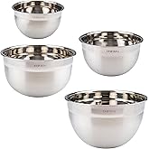 Tovolo Stainless Steel Mixing Bowls Set of 4 Small Medium Large XL Metal Bowl Set for Cooking Baking Prep, Dishwasher Safe Nesting Mixing Bowls Set, Freezer Storage and Mixer Safe Heavy Duty Bowls