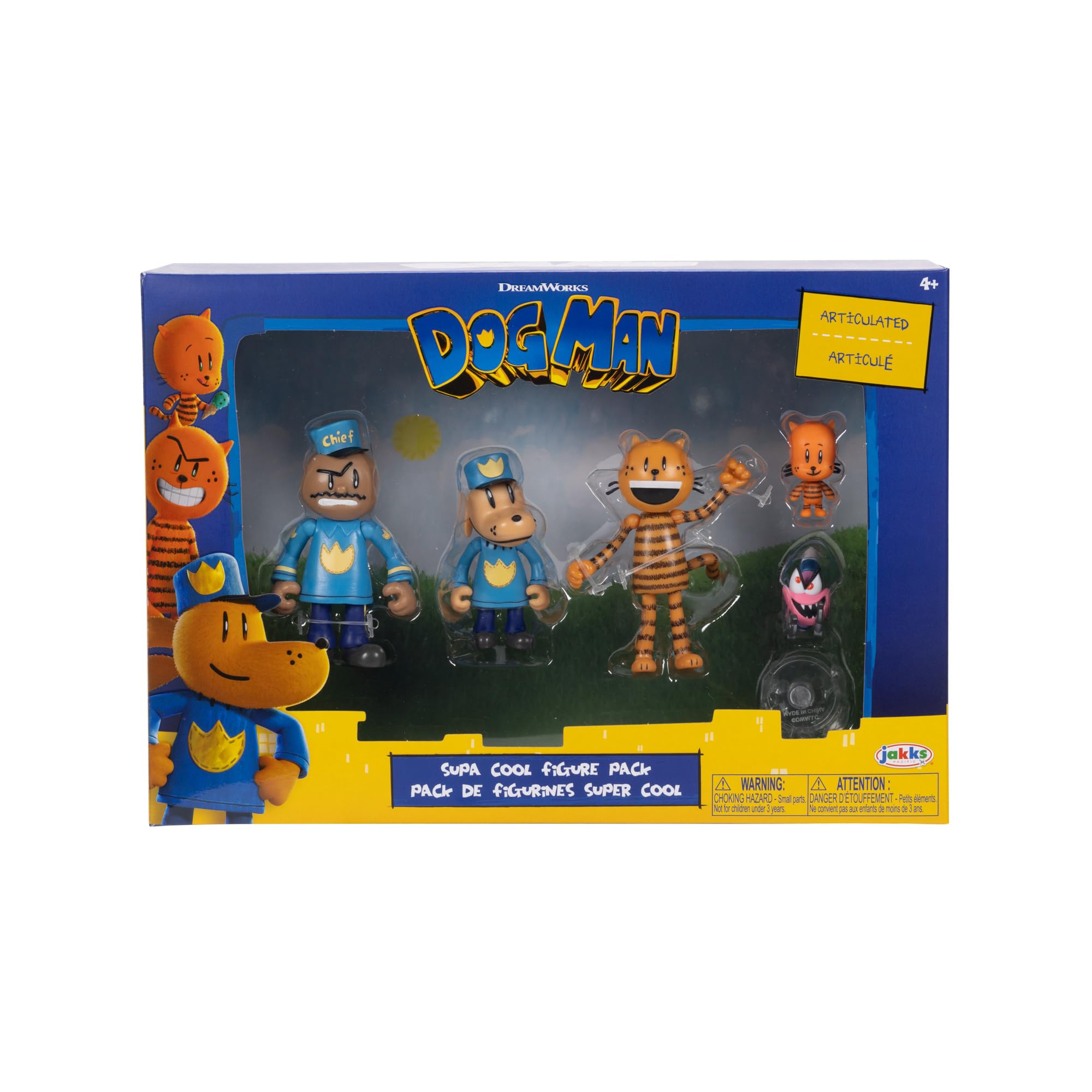 Dog Man Movie Action Figures Multipack Set, Includes 2.5 Inch Scale Figures - Inspired by The Dog Man Movie Toys, Lil Petey, Petey, Chief, and Flippy!