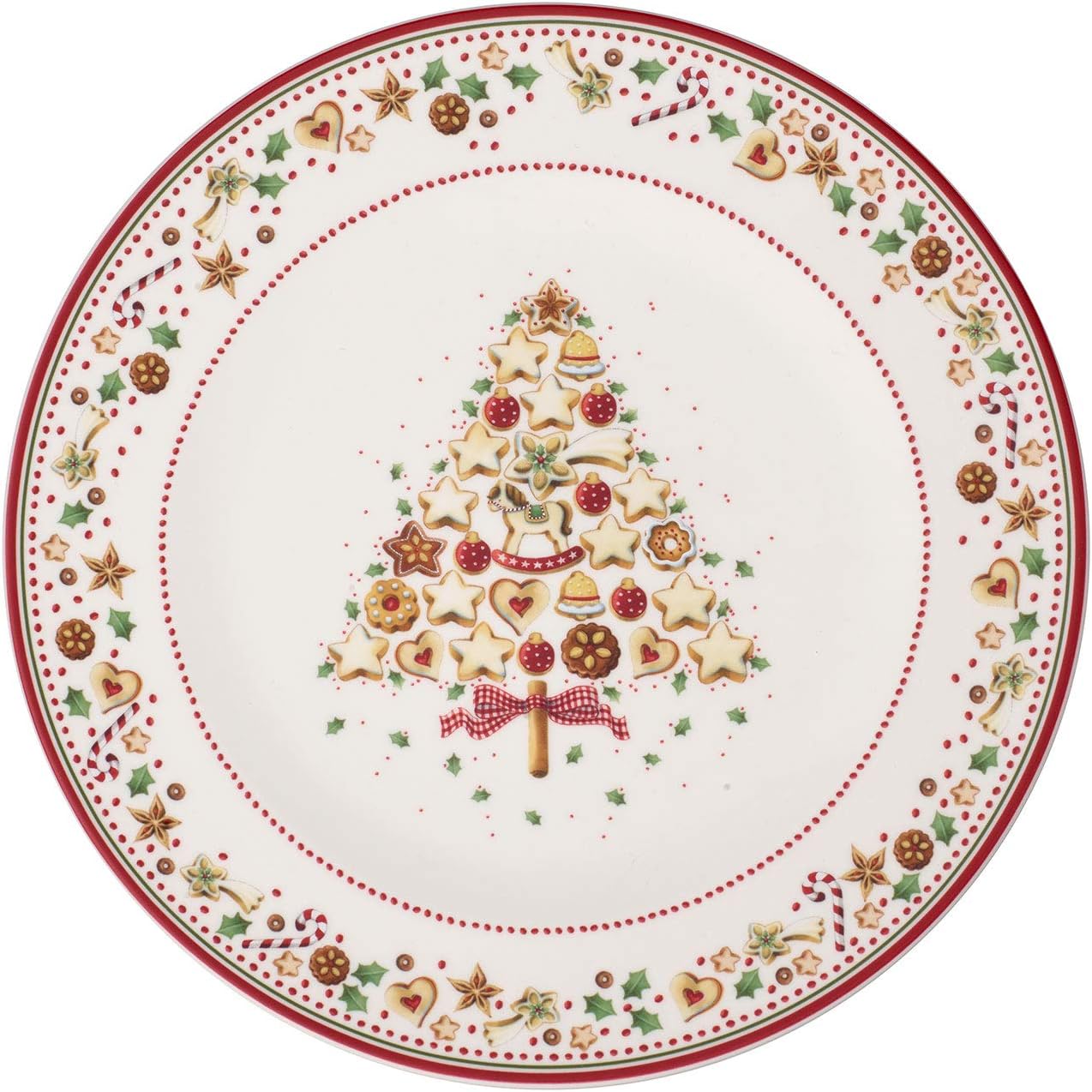 Tree Stands - Villeroy & Boch Winter Bakery Delight UnderPlate, Red/Multicoloured, Wax, Gold, One Size, Christmas Tree