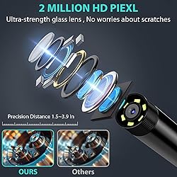 Endoscope Camera with Light, GinoCaco 1920P HD
