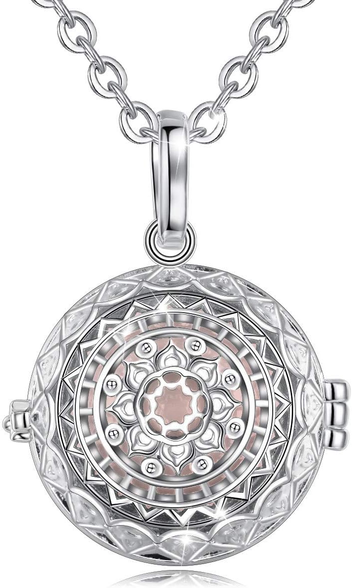 Eudora Harmony Bola Holy Lotus Pregnancy Necklace 20mm Mexican Angel Chime Caller Ball Pendant Music Chime Bell Women Jewellery, Romantic Gift 30", 45"