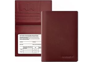 BAPHITY Genuine Leather Passport Holder Wallet Cover for Women,Rfid Travel Wallet Passport Document Holder with Zipper Pocket & Transparent Window Gift for Women - Wine Red