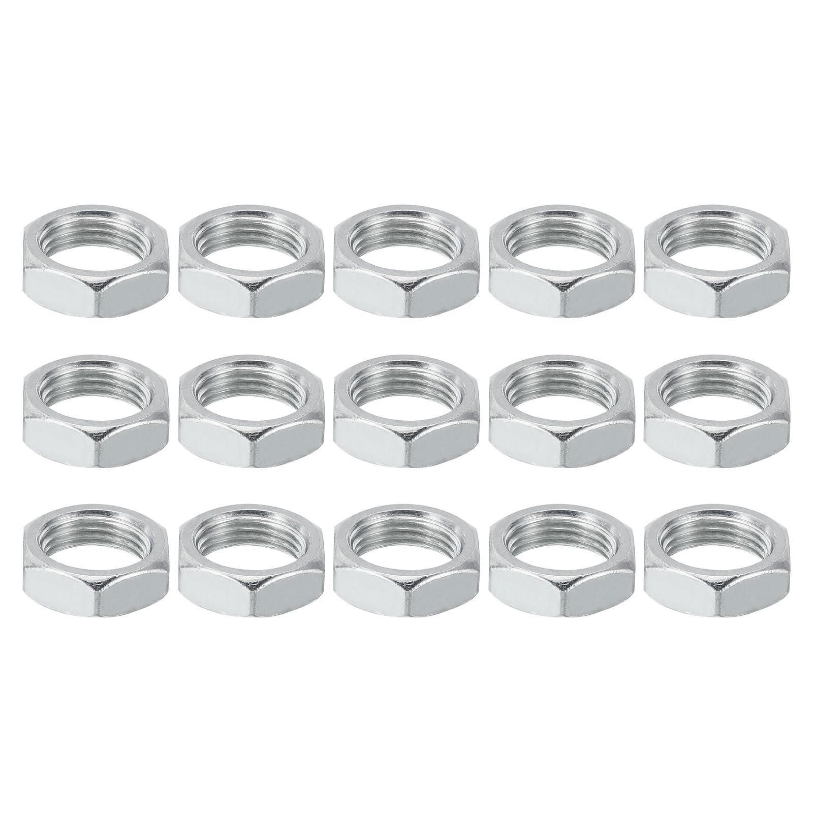 PATIKIL M18x1.5 Steel Hex Nuts, 15 Pack Metric Thread Zinc Plated Finished Hardware Nuts Screw Bolt Fasteners for Lamps Machinery Repair 8mm Height