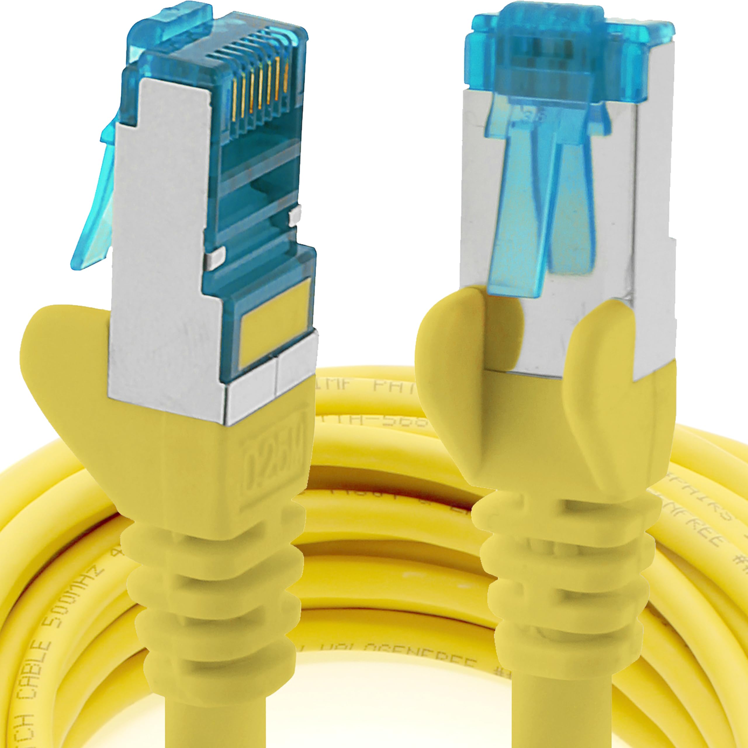 1aTTack.de 5m - CAT6a - network cable yellow - 1 piece CAT 6 A patch cable 10000 Mbit s SFTP PIMF 500 MHz compatible with CAT5 CAT6 CAT7 DSL Internet Switch Router